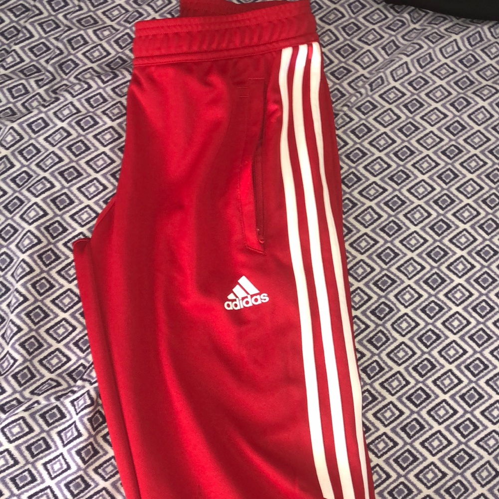 Red adidas pants